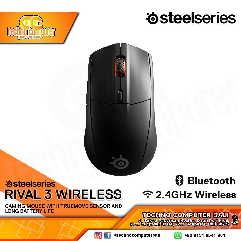Steelseries Rival 3 Wireless Gaming Mouse Bluetooth - READ