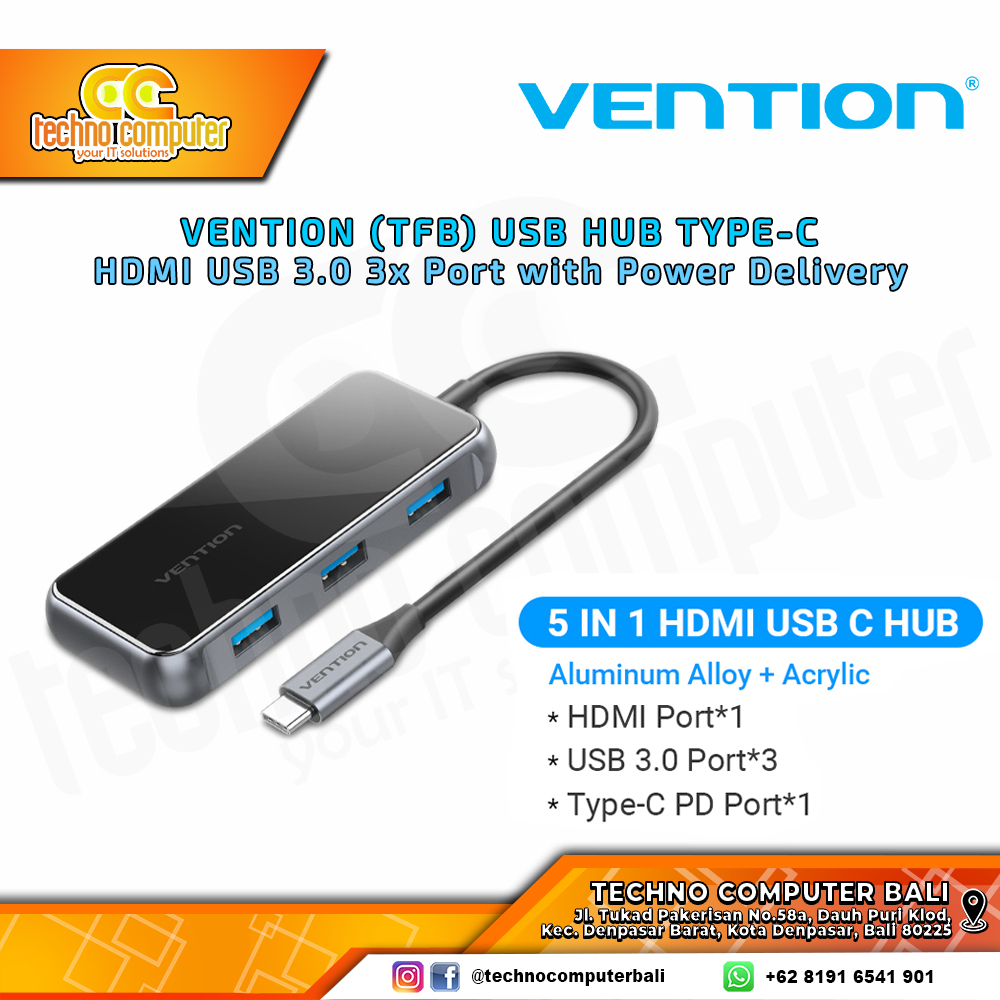 VENTION USB HUB Type-C to HDMI USB 3.0 3x Port with Power Delivery - TFB 0.15M