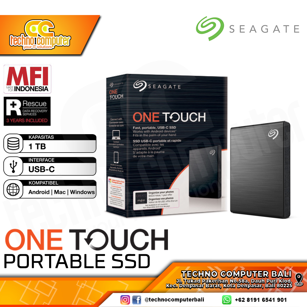 SSD EXTERNAL SEAGATE ONE TOUCH SSD 1TB - BLACK