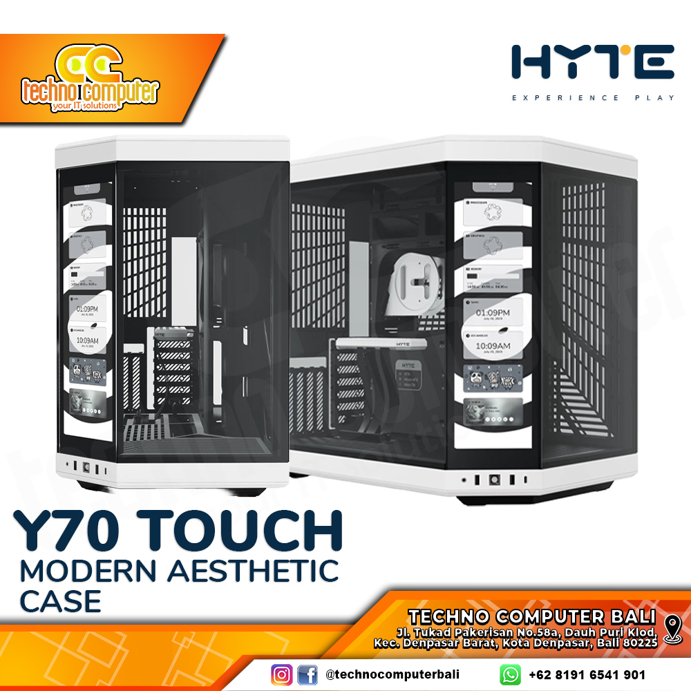  CASING HYTE Y70 Touch White - Modern Aesthetic Mid Tower ATX Case Tempered Glass
