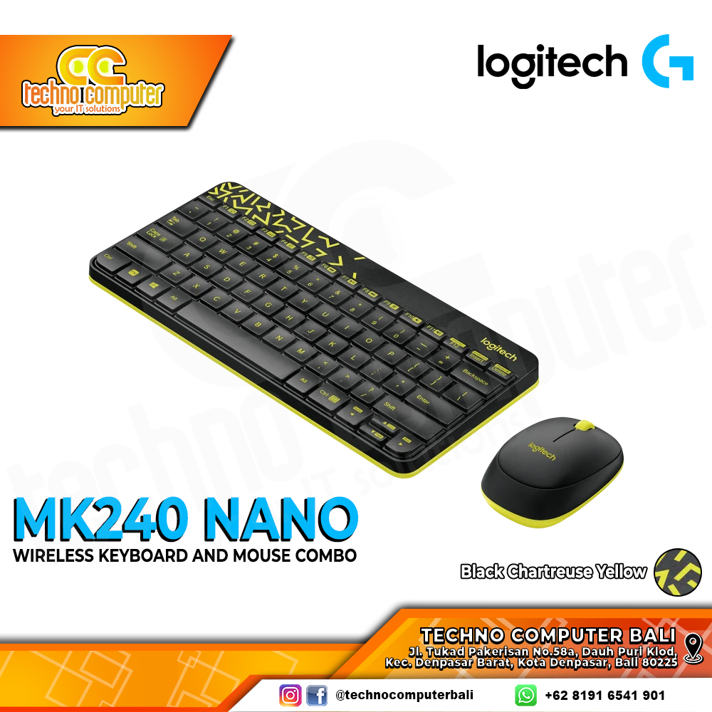 LOGITECH MK240 Nano Wireless Black - Office Keyboard & Mouse Wireless