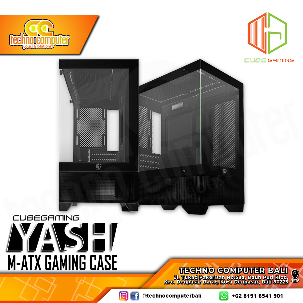 CASING CUBE GAMING YASH Black - Mid Tower mATX Case Tempered Glass