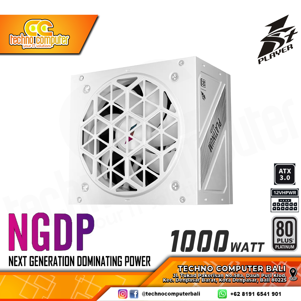 1ST PLAYER NGDP ATX 3.0 1000W 80+ Platinum White - Full Modular