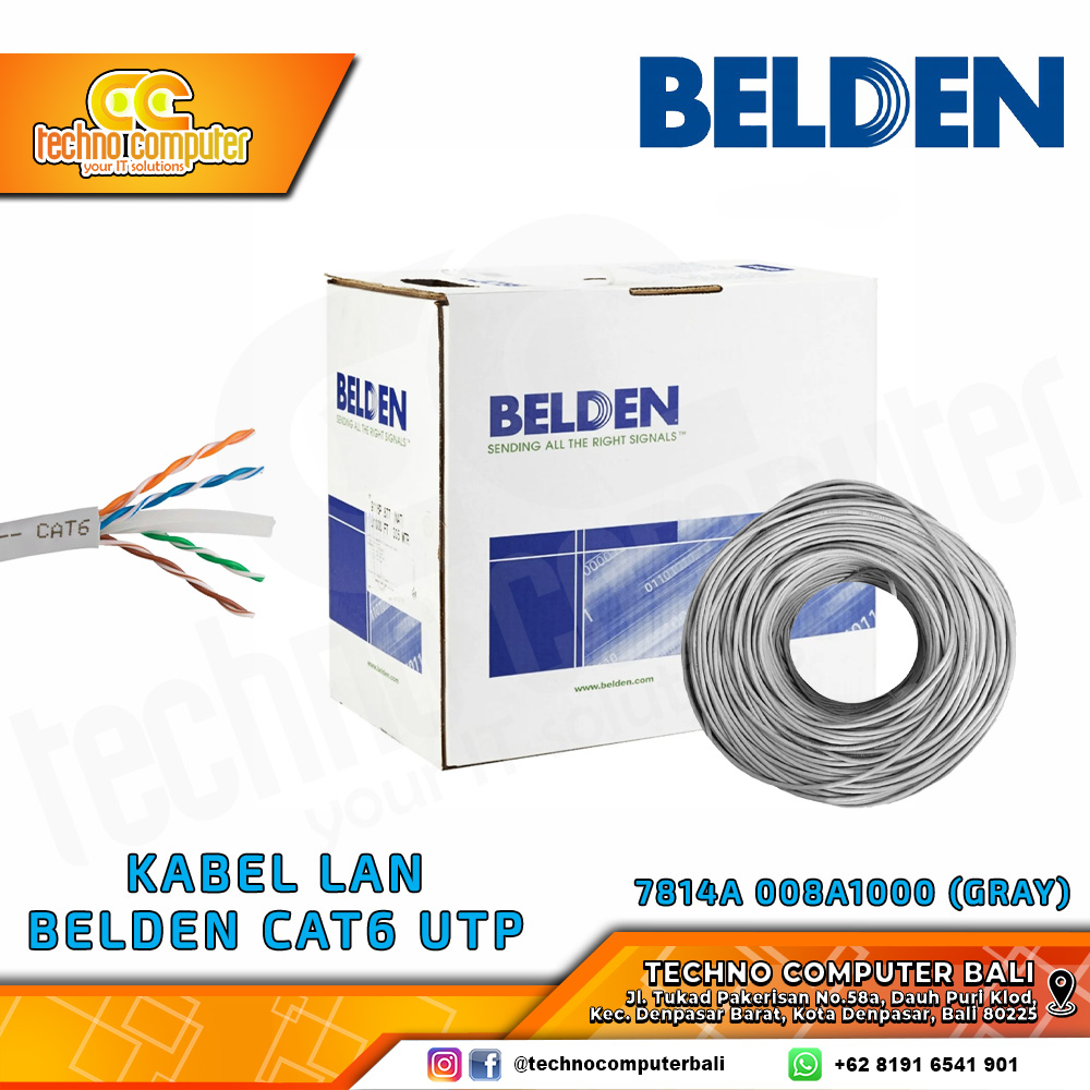KABEL LAN BELDEN CAT 6 UTP Non Plenum 7814A 008A1000 (Gray)