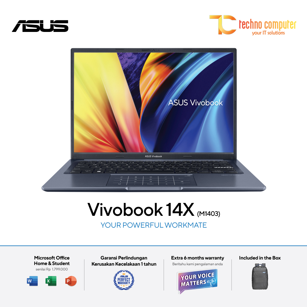 ASUS Vivobook 14X [M1403QA-VIPS751] Ryzen 7 5800H/RAM 16GB/SSD 512GB/Win11 + OHS 2021 