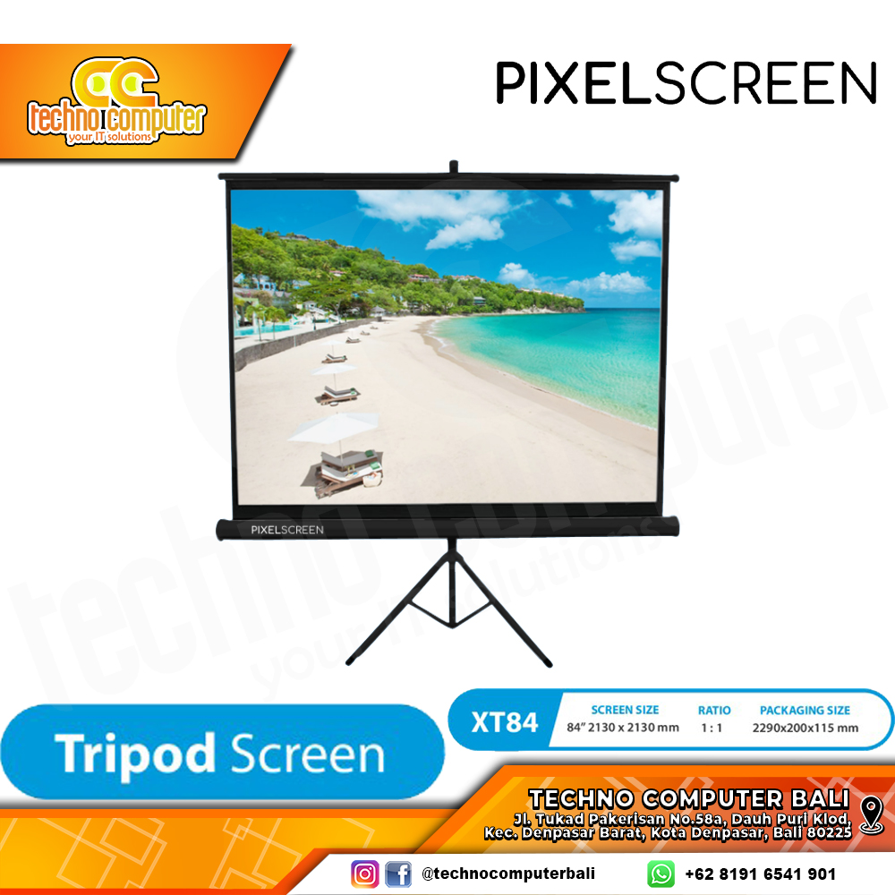 PIXELSCREEN Projector Tripod Screen 84 inch