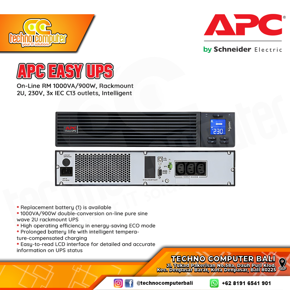 UPS APC Easy UPS On-Line RM 1000VA/900W, Rackmount 2U, 230V, 3x IEC C13 outlets