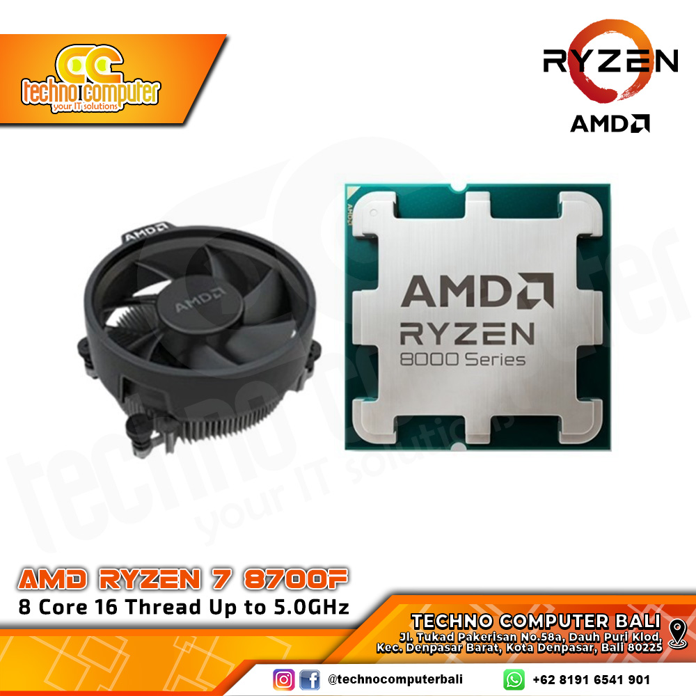 PROCESSOR AMD RYZEN 7 8700F - 8 Core 16 Thread Up to 5.0GHz - Socket AM5 (TREY)