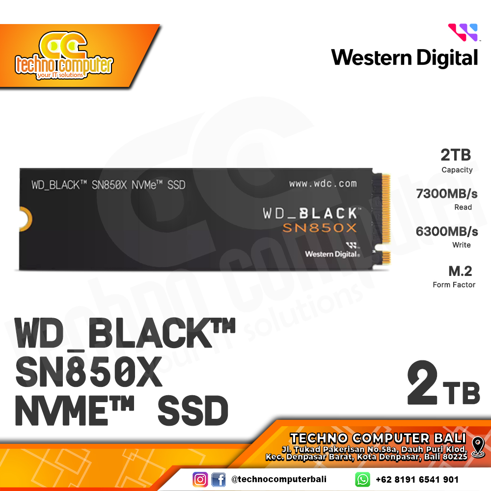 SSD WD BLACK SN850X M.2 NVMe 2280 PCIe Gen4 x4 - 2TB
