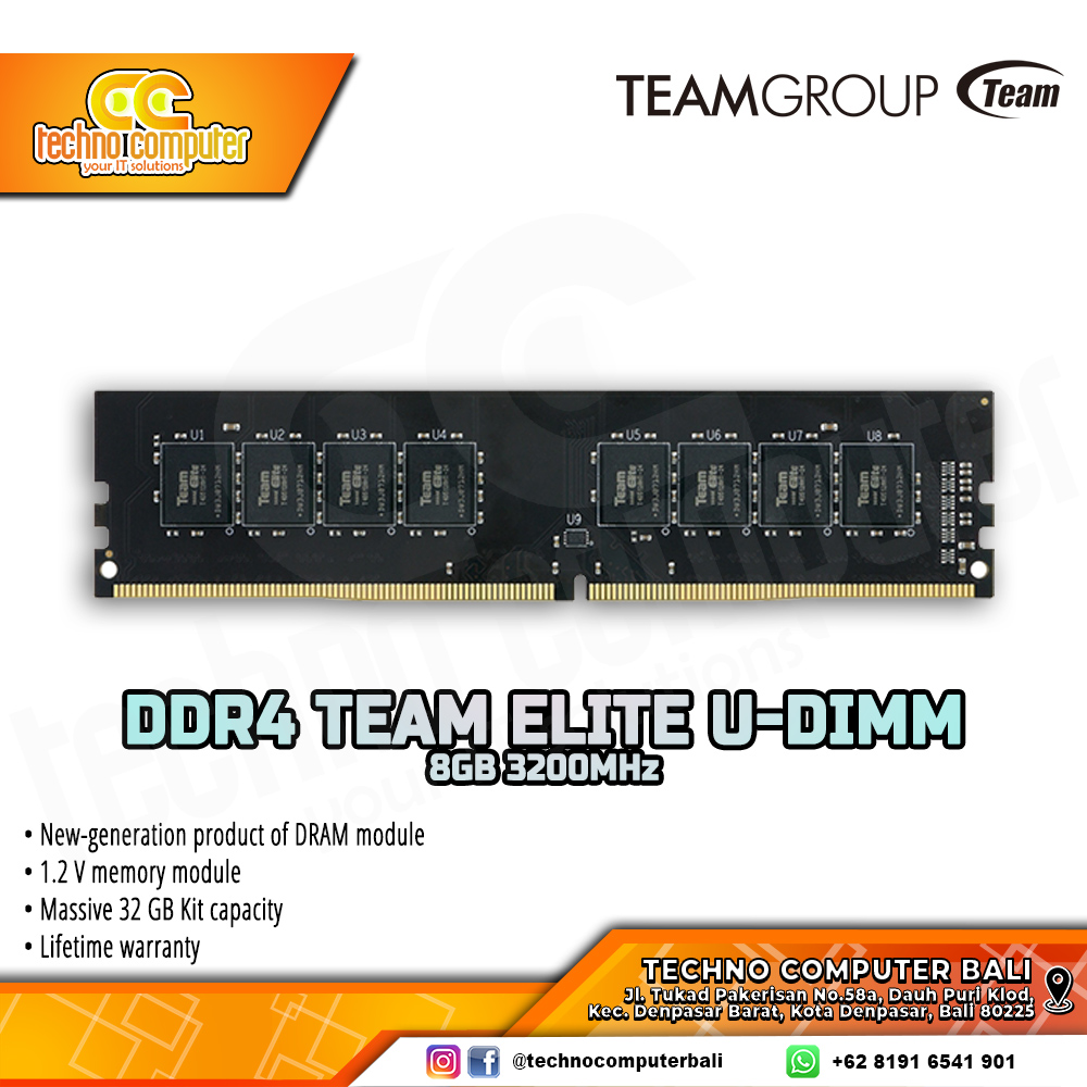 DDR4 TEAM ELITE 8GB (1x8GB) Single 3200MHz