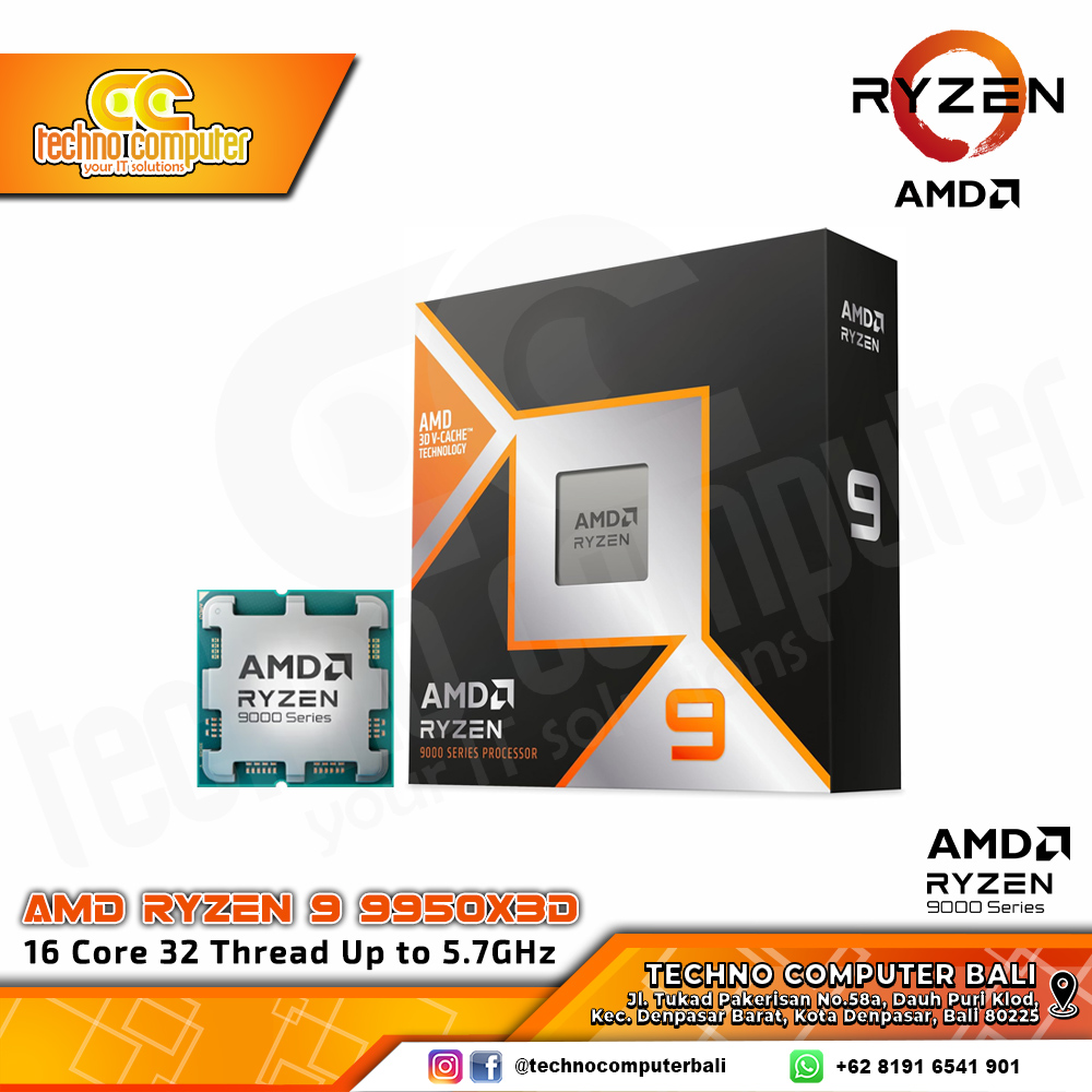 PROCESSOR AMD RYZEN 9 9950X3D - 16 Core 32 Thread Up to 5.7GHz - Socket AM5