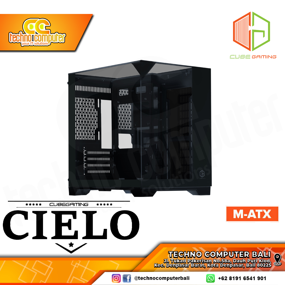 CASING CUBE GAMING CIELO Mini mATX Black - Mid Tower mATX Case Tempered Glass