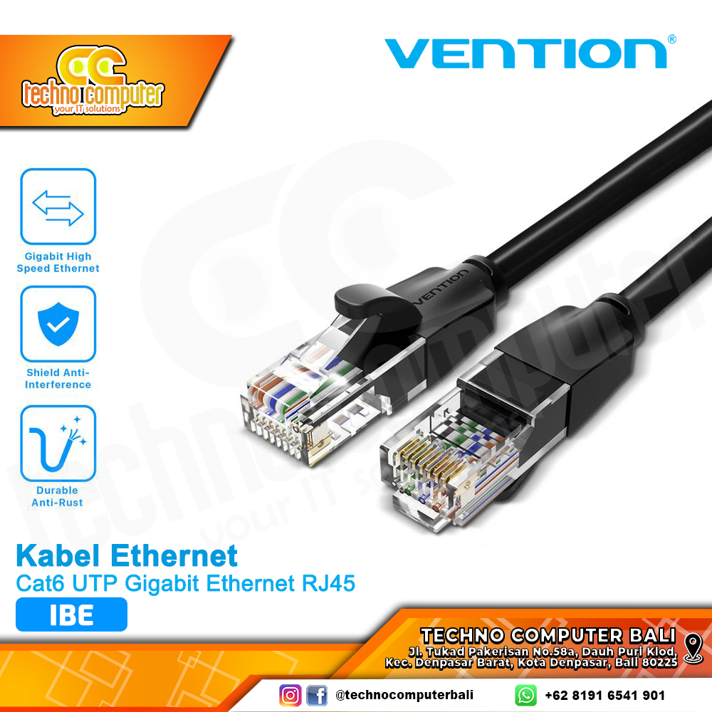 VENTION KABEL LAN Cat6 UTP Gigabit Ethernet RJ45 Round - IBE 1M