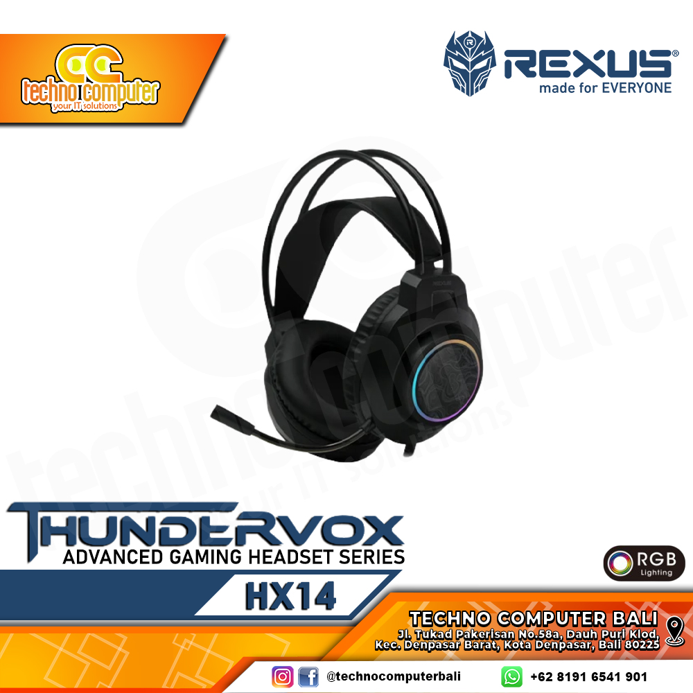 HEADSET REXUS THUNDERVOX HX14 RGB Black - Gaming Headset