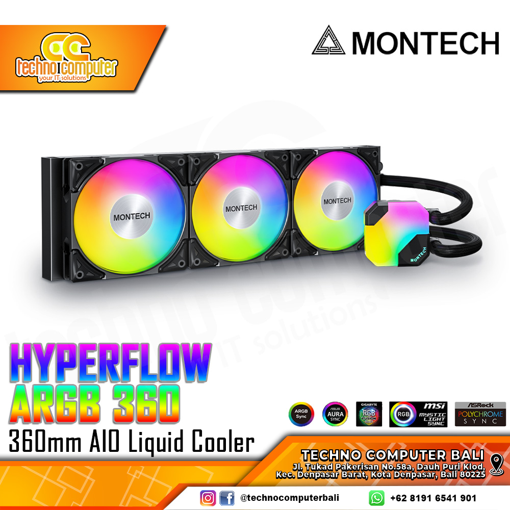 MONTECH HYPERFLOW ARGB 360 Black - CPU Cooler - 360mm AIO Liquid Cooler