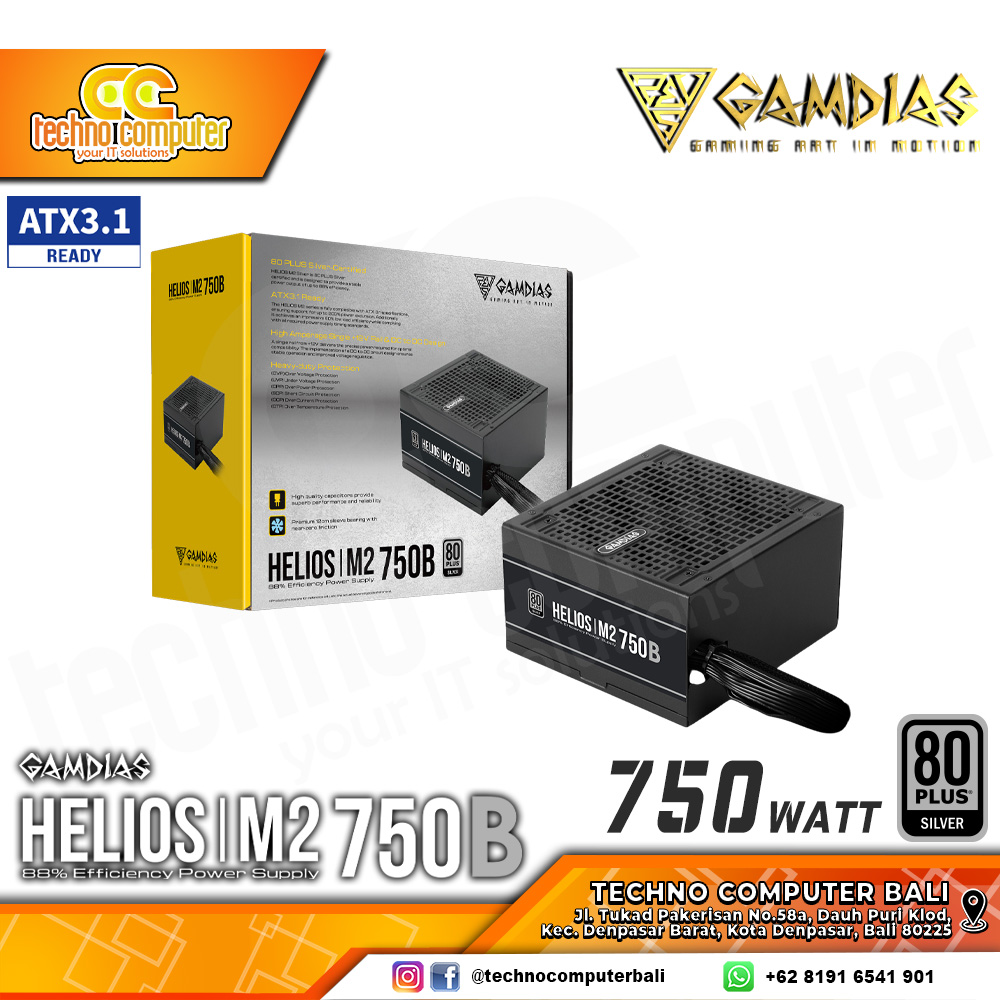 GAMDIAS HELIOS M2-750B 750W 80+ Silver ATX 3.1 - Non Modular