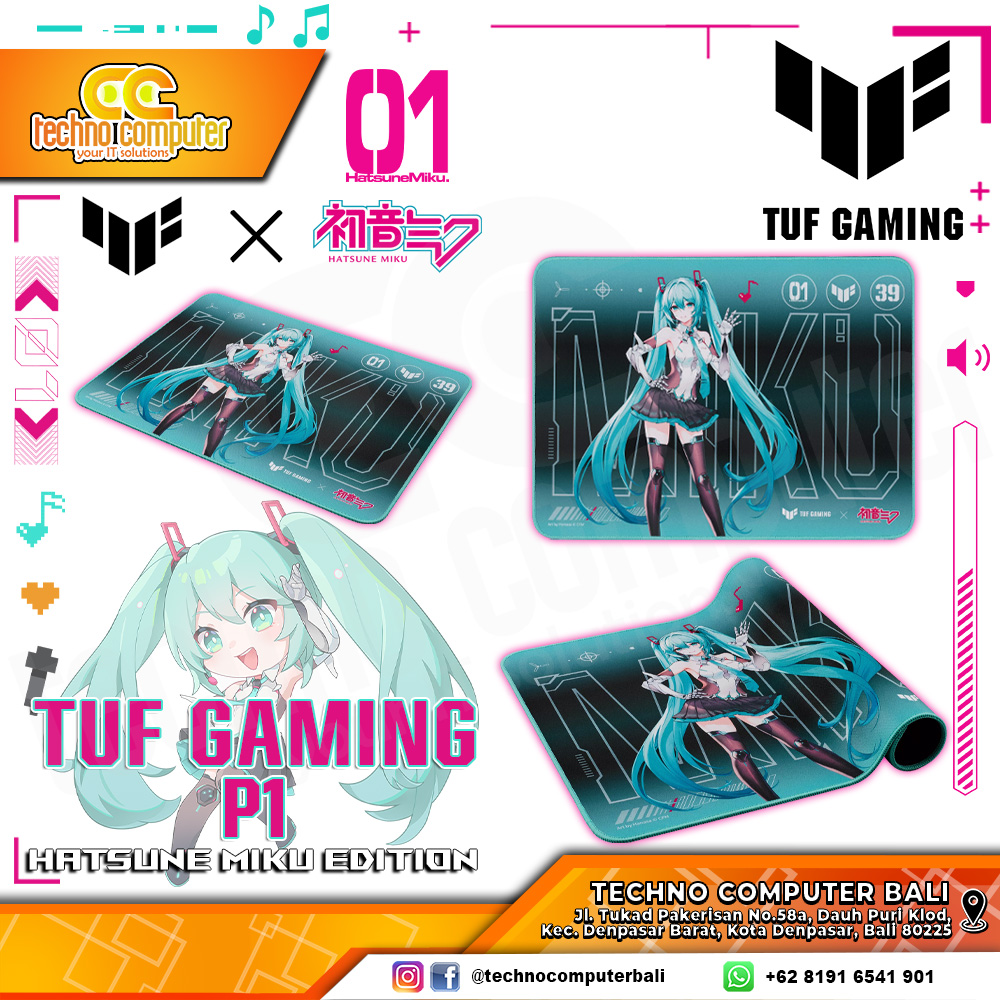 MOUSEPAD TUF Gaming P1 Hatsune Miku Edition (360 x 260 mm) - Gaming Mousepad