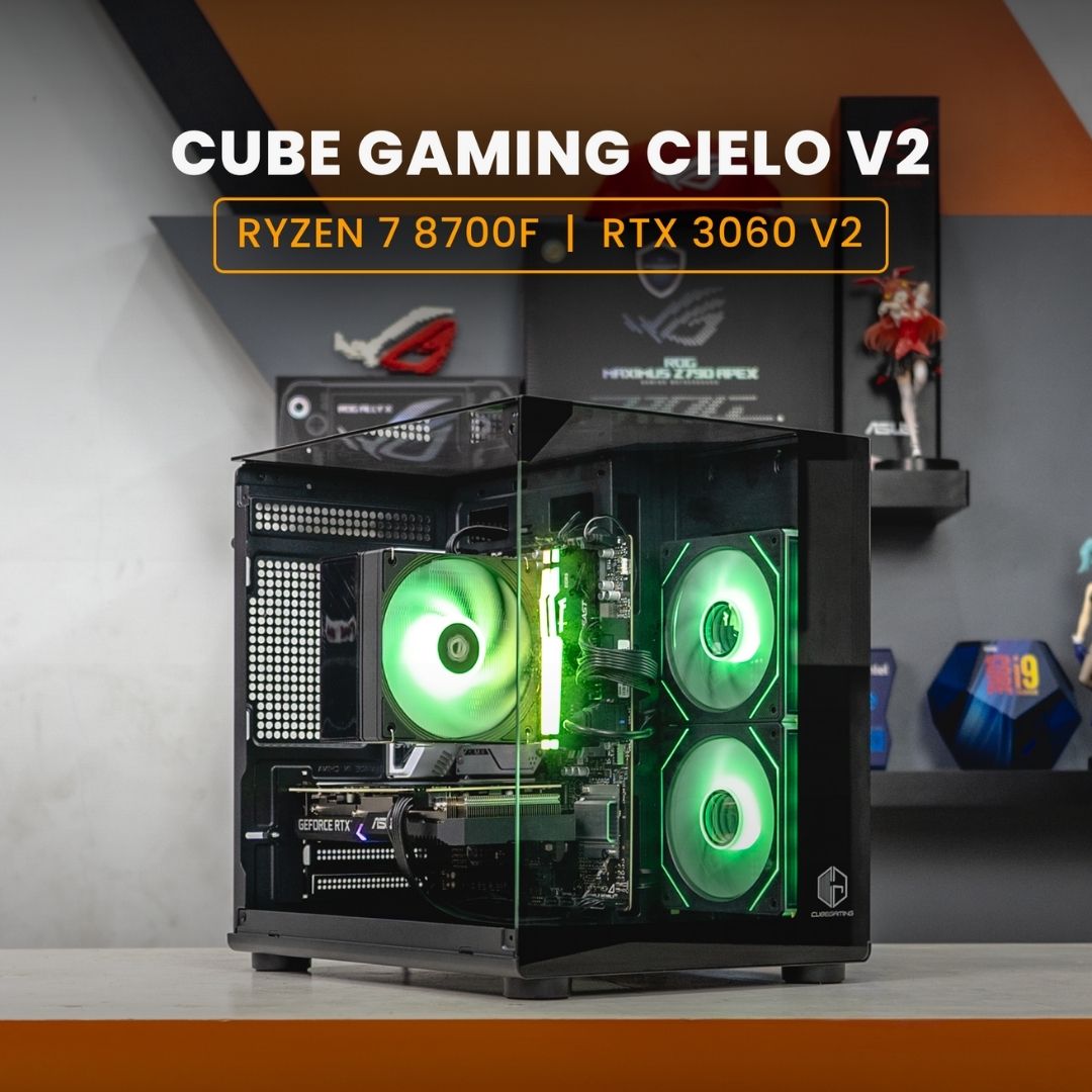 PC RAKITAN RYZEN 7 8700F / RTX 3060 V2 / CUBE GAMING CIELO V2 Black
