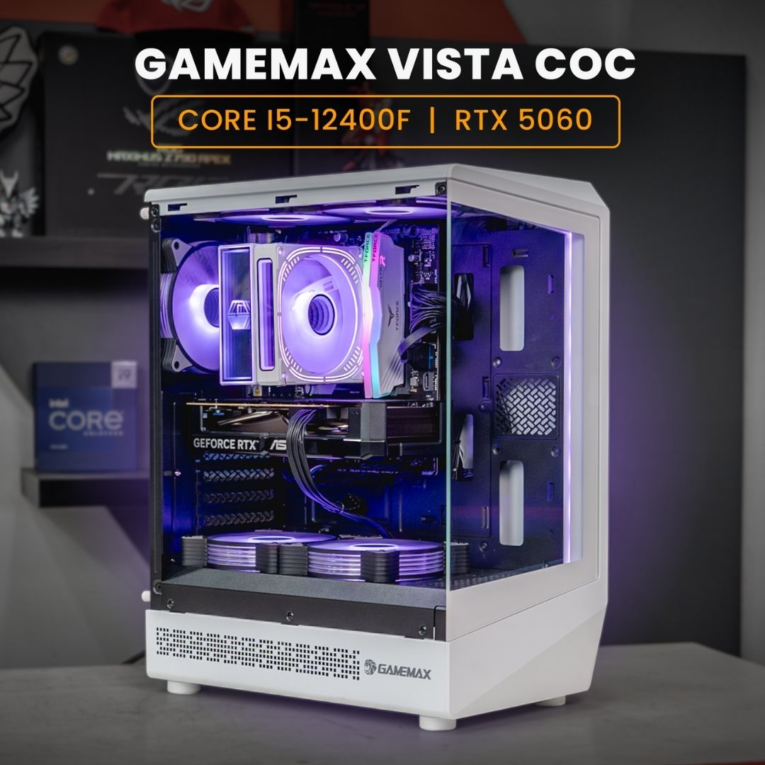 PC RAKITAN CORE I5-12400F / RTX 5060 / GAMEMAX VISTA COC ATX White