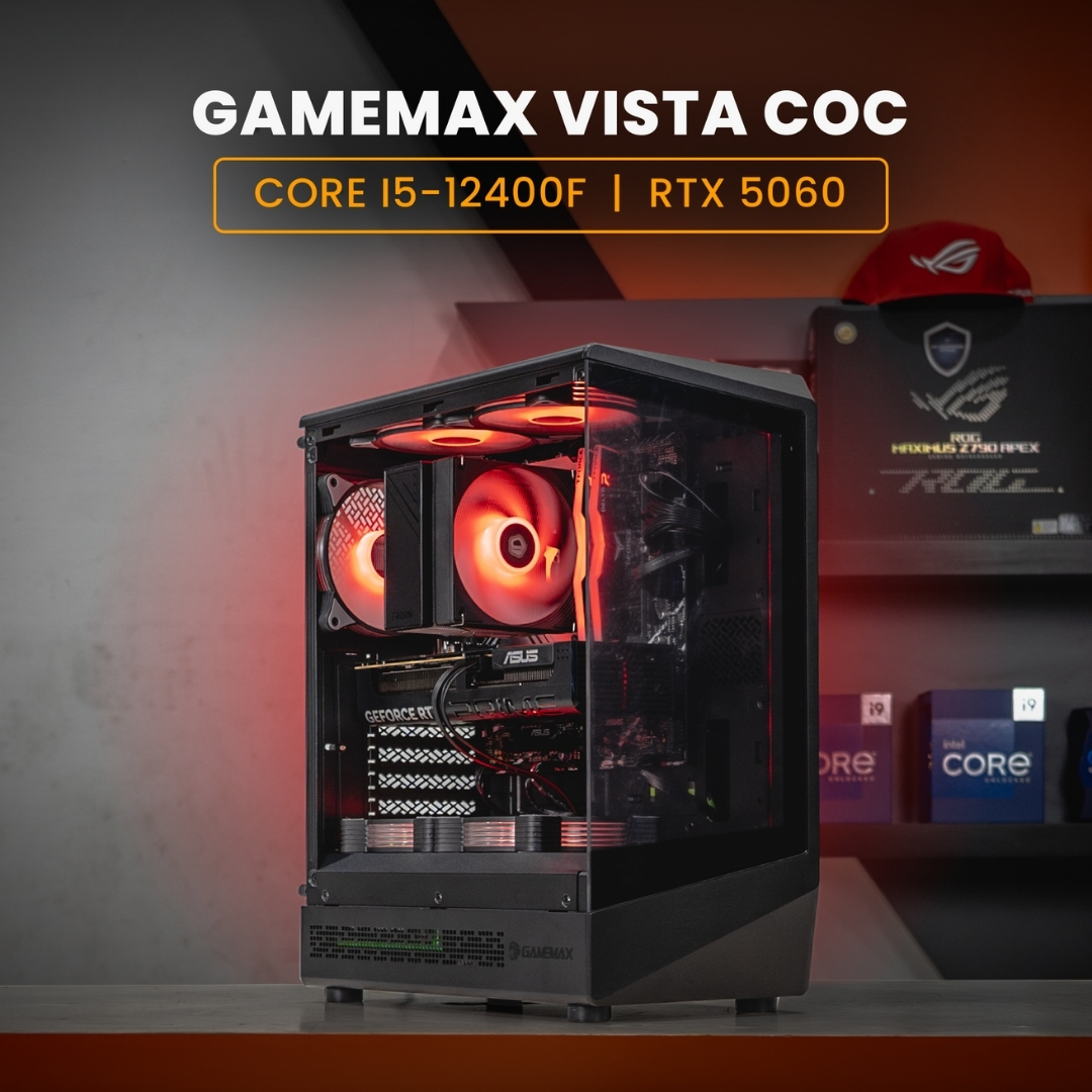 PC RAKITAN CORE I5-12400F / RTX 5060 / GAMEMAX VISTA COC ATX Black