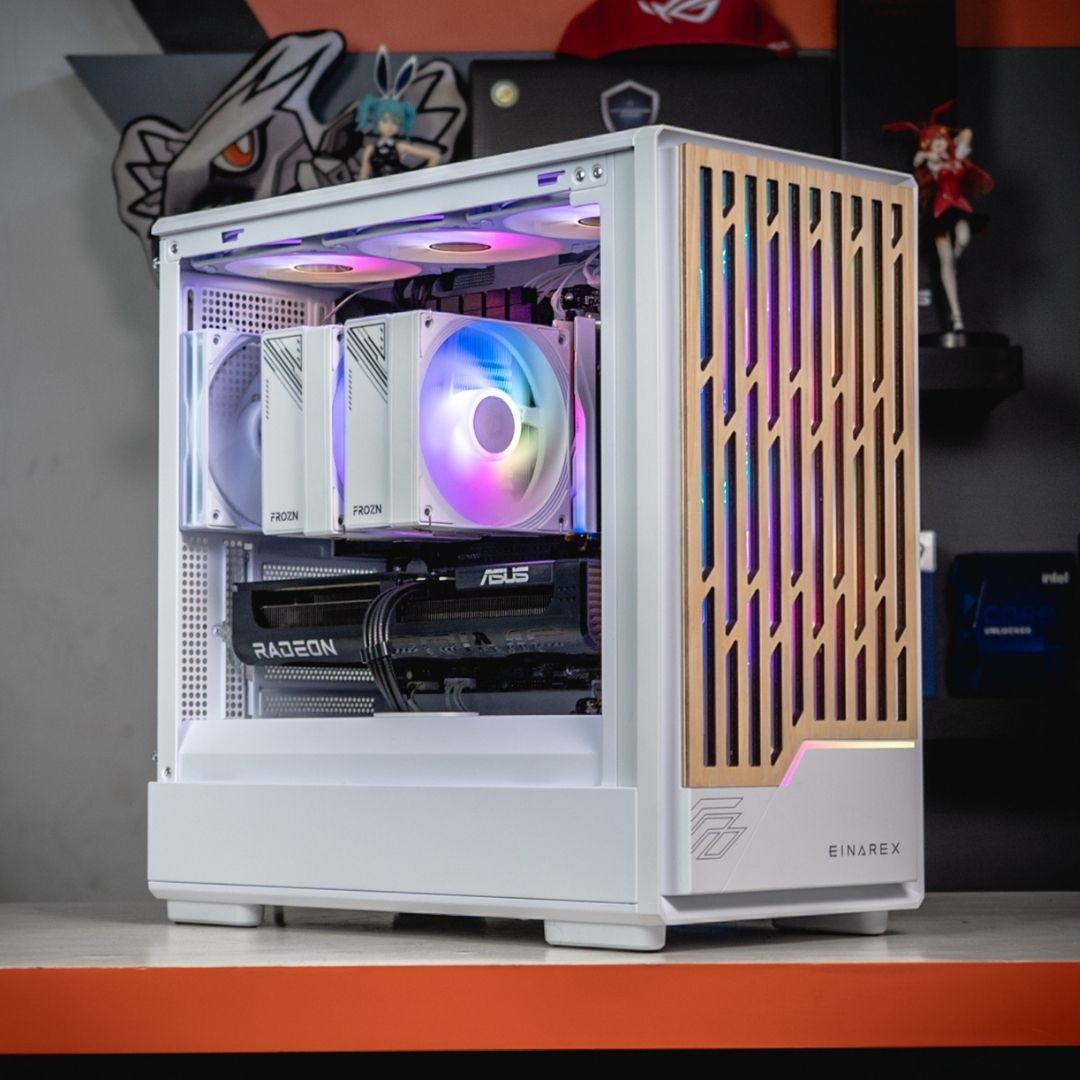 PC RAKITAN RYZEN 7 9800X3D / RADEON RX 9060 XT / EINAREX PULSE PM400 White Core