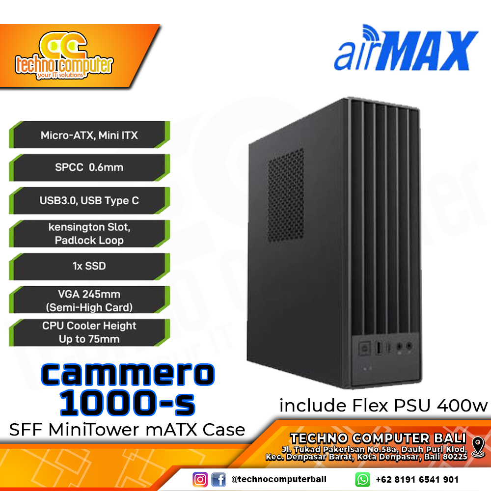 CASING AIRMAX Cammero 1000-S - SFF MiniTower mATX Case (include Flex PSU 400w)