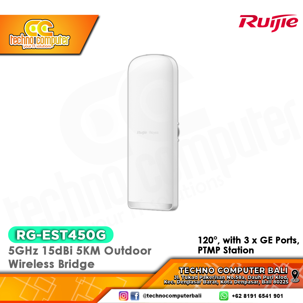 WIRELESS BRIDGE RUIJIE/REYEE RG-EST450G (PTMP Station) 5GHz 15dBi 5KM Outdoor Wireless Bridge