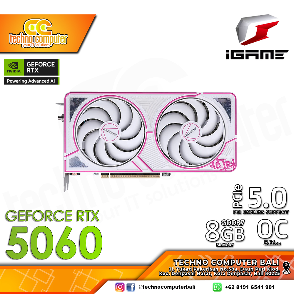 COLORFUL iGame NVIDIA GeForce RTX 5060 Ultra W Duo OC Edition 8GB-V GDDR7 - White
