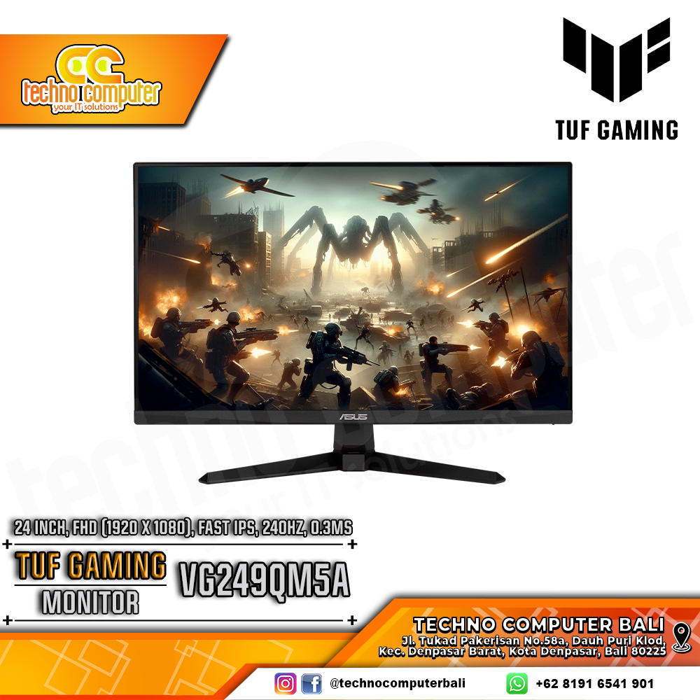 ASUS TUF GAMING VG249QM5A Gaming Monitor - 24 inch, FHD (1920 x 1080), Fast IPS, 240Hz, 0.3ms