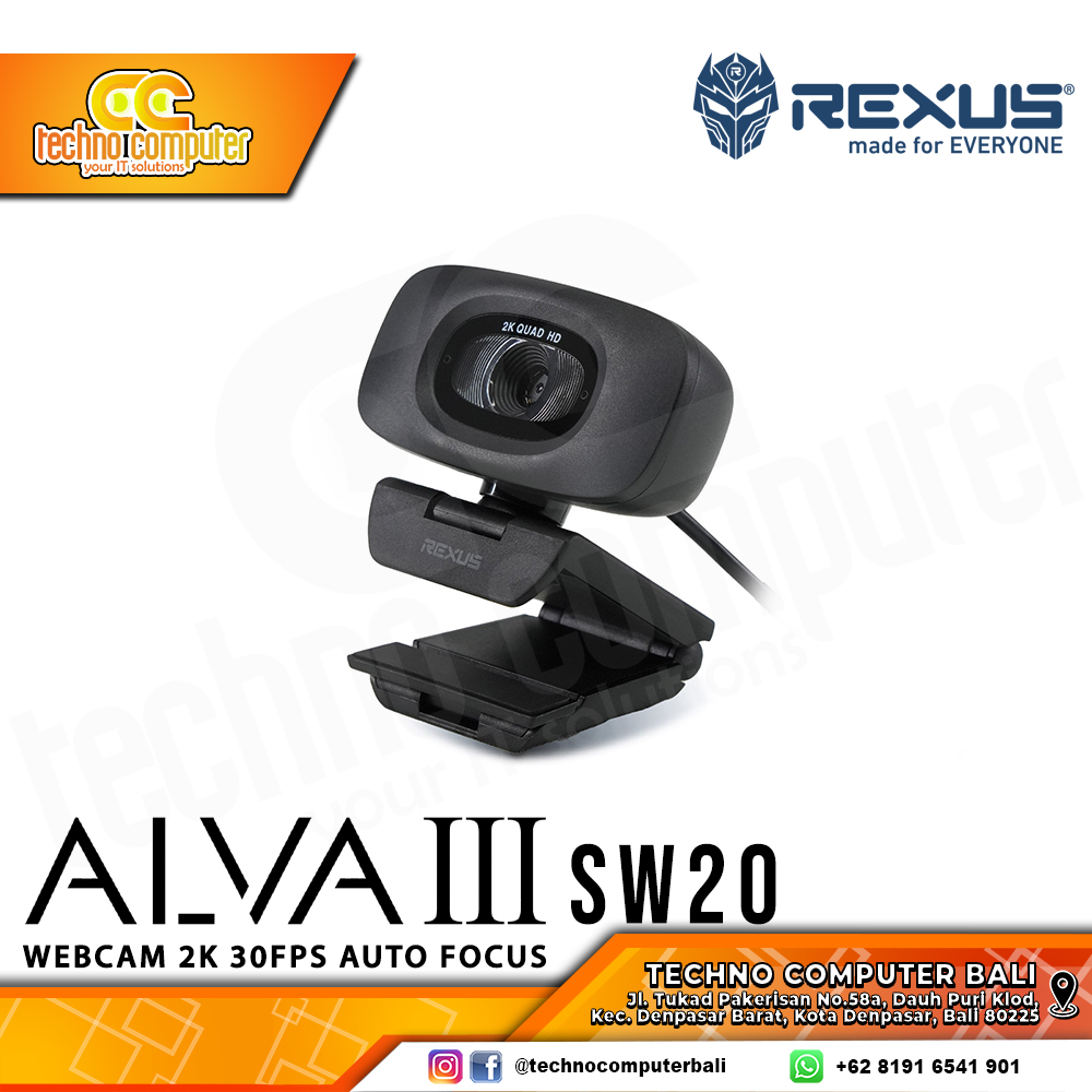 REXUS ALVA III SW20 - Quad HD 1440p 30Fps Auto Focus Webcam