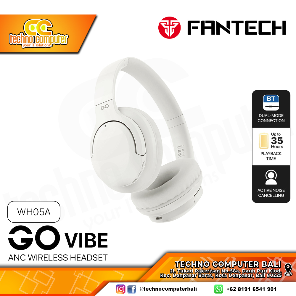 HEADPHONE FANTECH GO VIBE WH05A Wireless Grey - Headphone Wireless