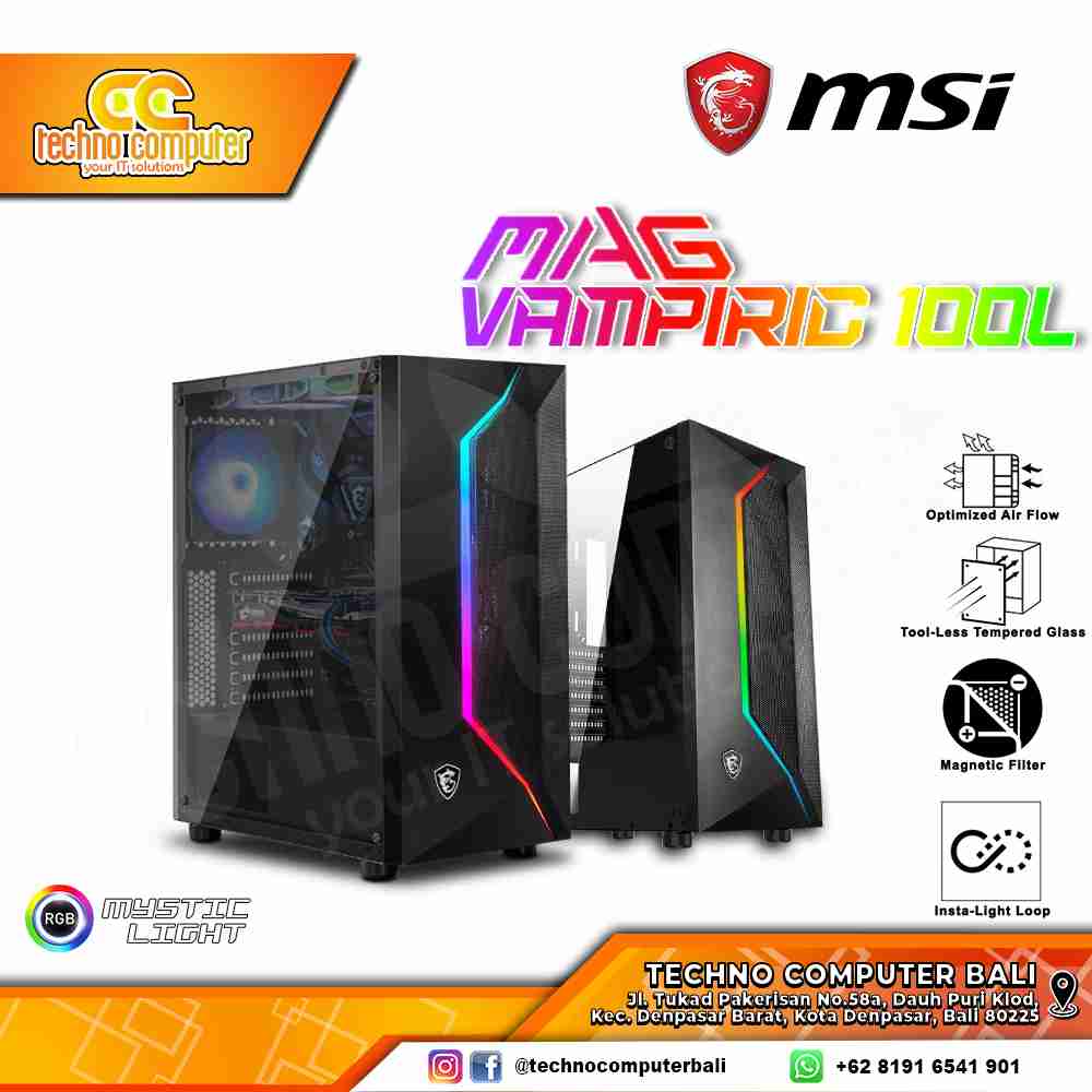 CASING MSI MAG VAMPIRIC 100L - Mid Tower ATX Case Tempered Glass