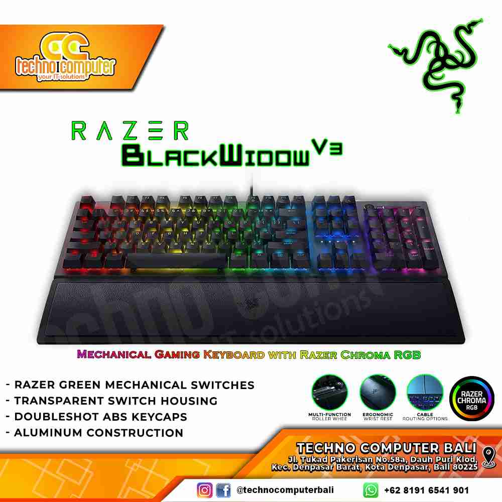 RAZER BlackWidow v3 - Mechanical Green Switch - Gaming Keyboard