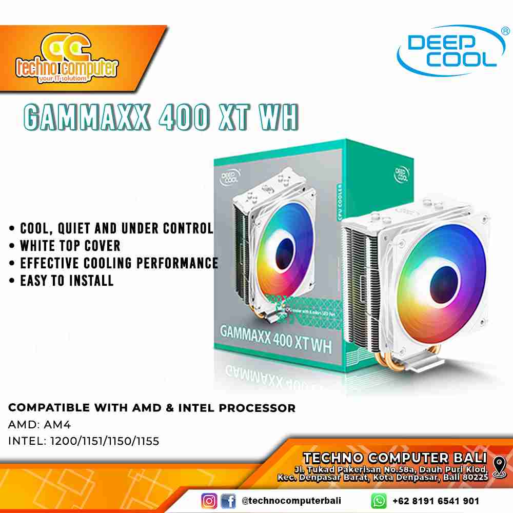 DEEPCOOL GAMMAXX 400 XT WH White - CPU Cooler - 120mm Air Cooler