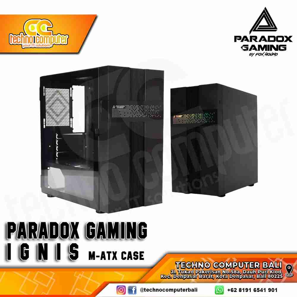 CASING PARADOX GAMING IGNIS - Mid Tower mATX Case Tempered Glass