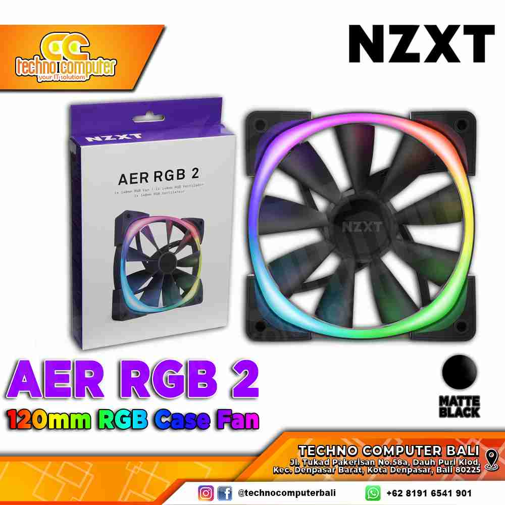 FAN CASING NZXT AER RGB 2 BLACK - 120mm Single Pack