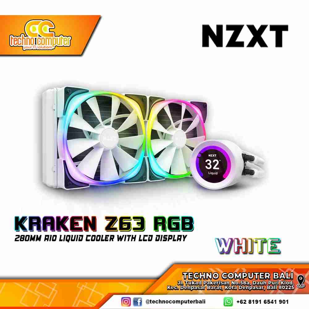 NZXT KRAKEN Z63 RGB White Edition - CPU Cooler - 280mm AIO Liquid Cooler with LCD Display