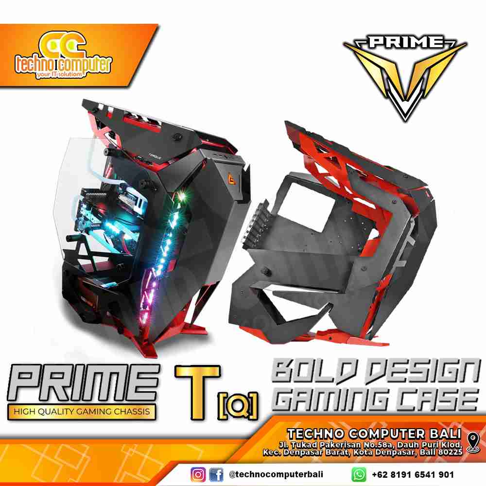 CASING PRIME GAMING T-[Q] - Mid Tower ATX Case Tempered Glass