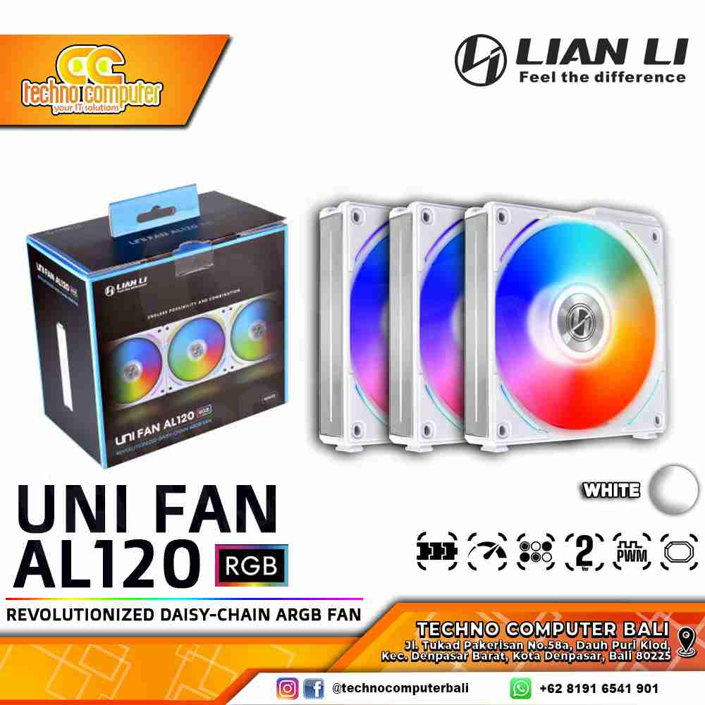 FAN CASING LIAN LI UNI FAN AL120 WHITE - 120mm Triple Pack ARGB Fan with Controller