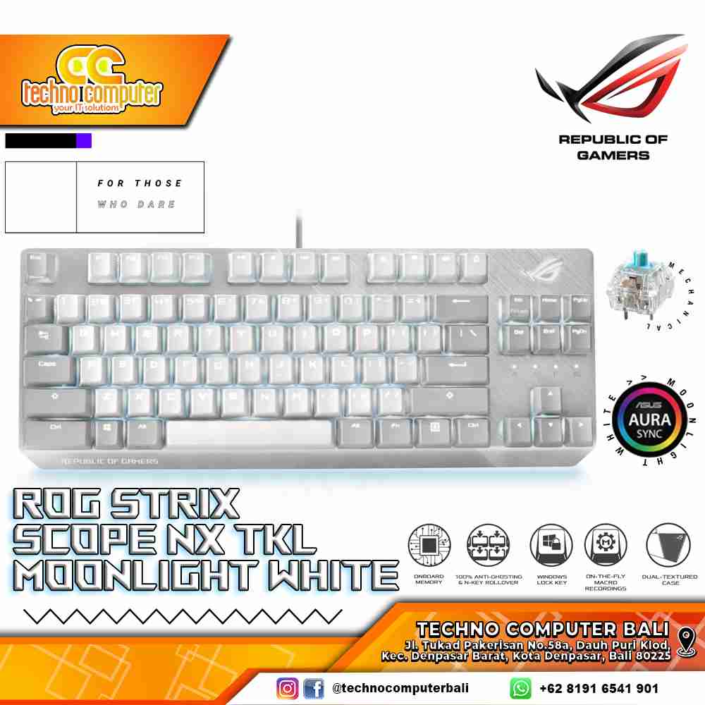 ASUS ROG Scope NX TKL Moonlight White - Mechanical NX Blue Switch - Gaming Keyboard