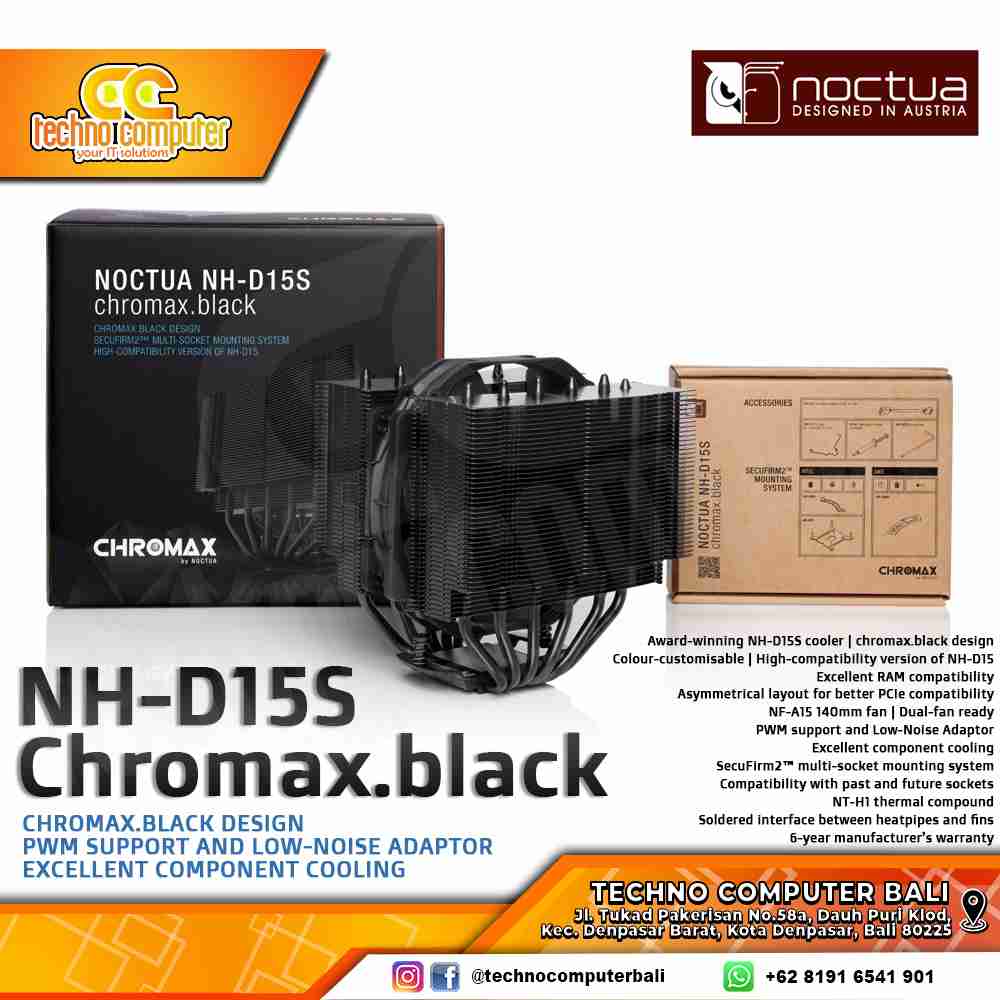 NOCTUA NH-D15S CHROMAX Black - CPU Cooler - 140mm Air Cooler