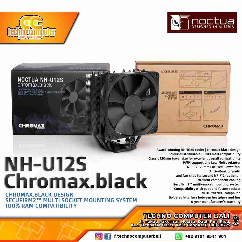NOCTUA NH-U12S CHROMAX Black - CPU Cooler - 120mm Air Cooler