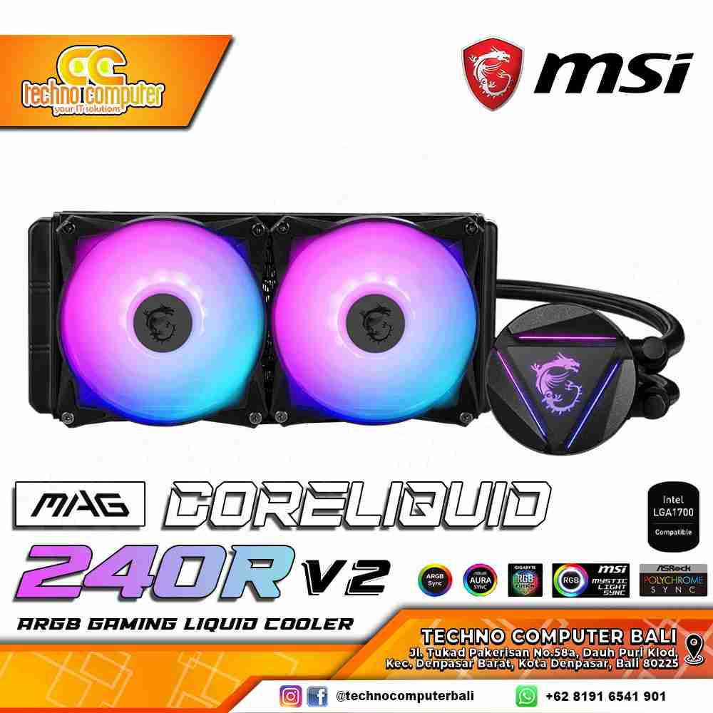 MSI MAG CORELIQUID 240R v2 - CPU Cooler - 240mm AIO Liquid Cooler