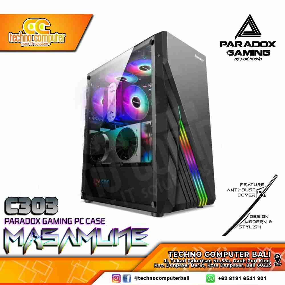 CASING PARADOX GAMING MASAMUNE - Mid Tower ATX Case Tempered Glass