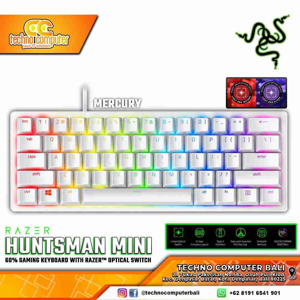 RAZER Huntsman Mini 60% White - Mechanical - Gaming Keyboard