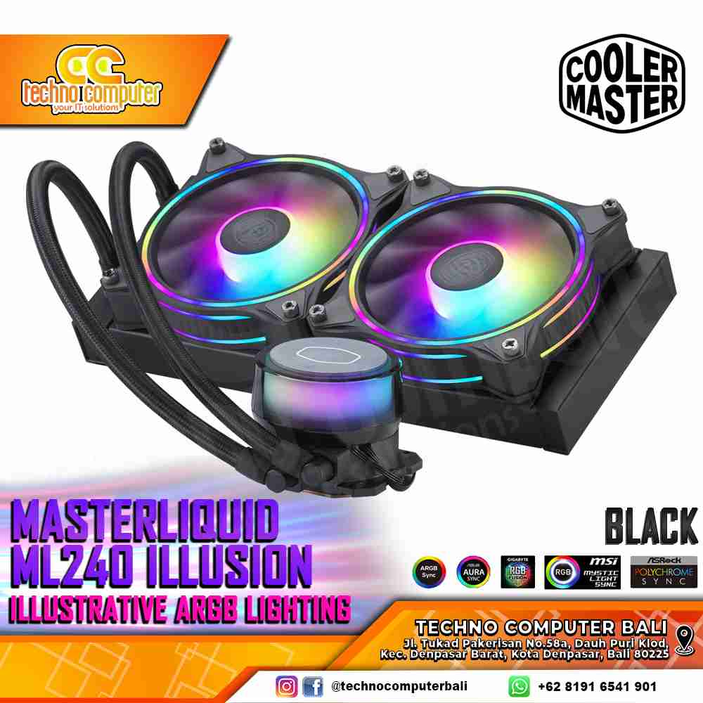 COOLERMASTER MASTERLIQUID ML240 Illusion ARGB Black - CPU Cooler - 240mm AIO Liquid Cooler