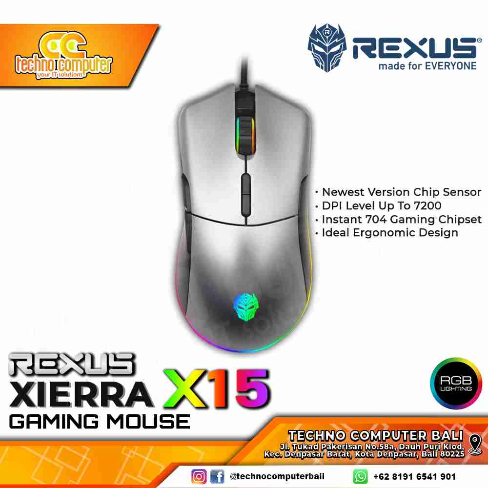 REXUS XIERRA X15 RGB Grey - Gaming Mouse