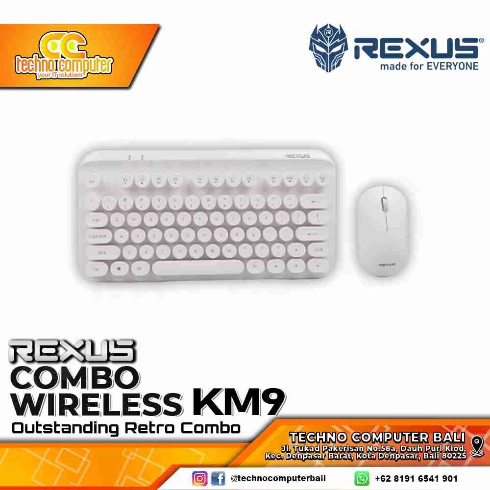 REXUS KM9 Combo Wireless White - Office Keyboard & Mouse Wireless