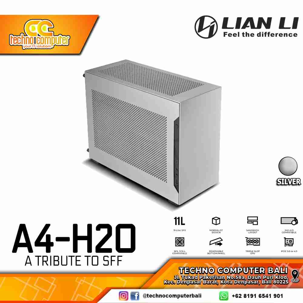 CASING LIAN LI A4H2O Gen4 Silver - Mini Tower Aluminium Mesh mITX Case