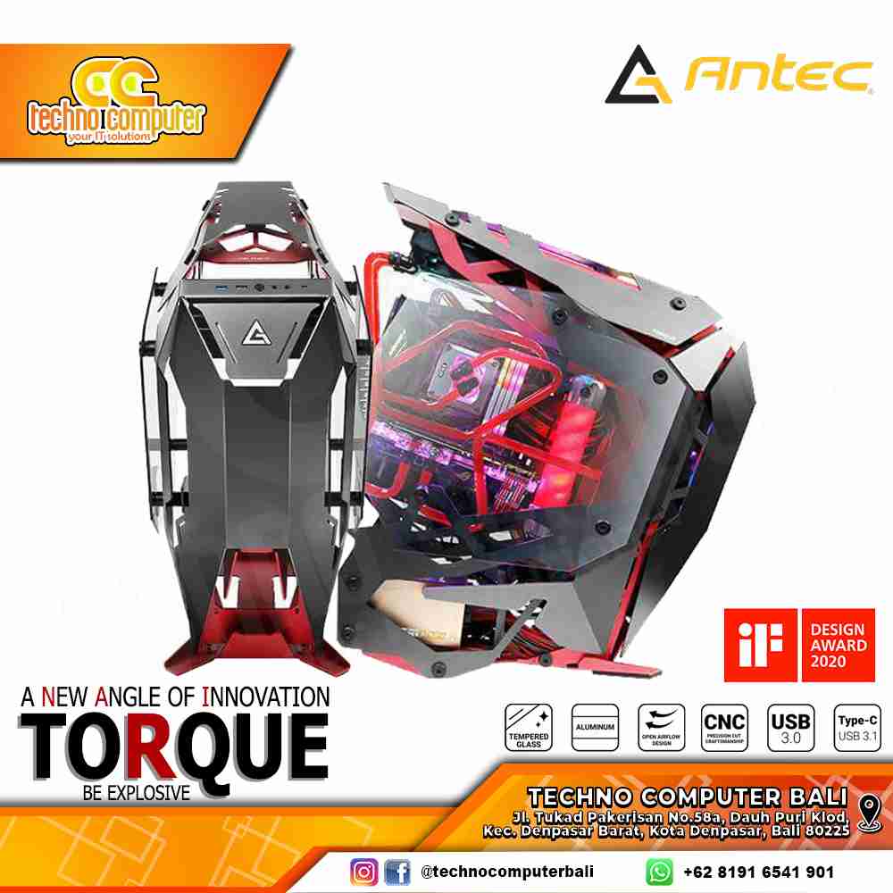 CASING ANTEC TORQUE Black/Red - Mid Tower E-ATX Case Tempered Glass